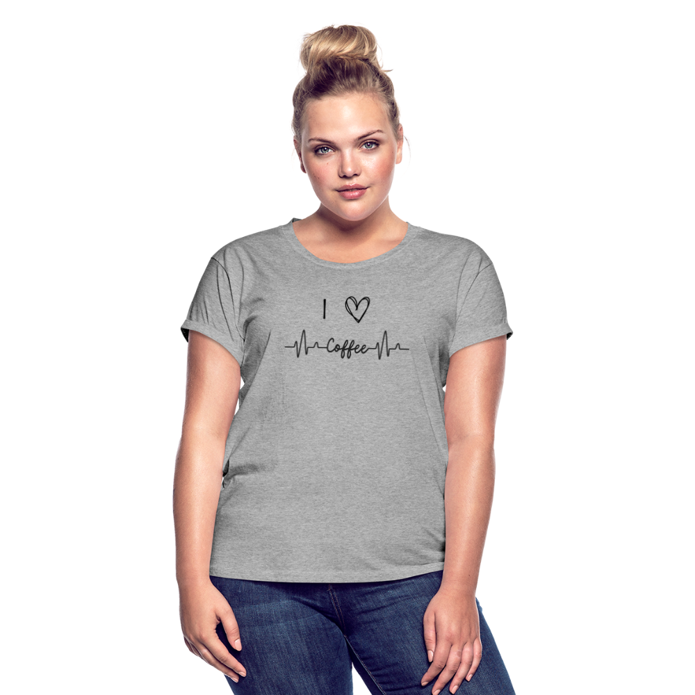 Frauen Oversize T-Shirt - I love Coffee - Grau meliert