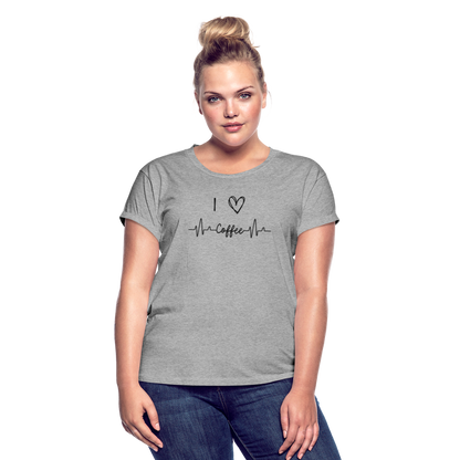 Frauen Oversize T-Shirt - I love Coffee - Grau meliert