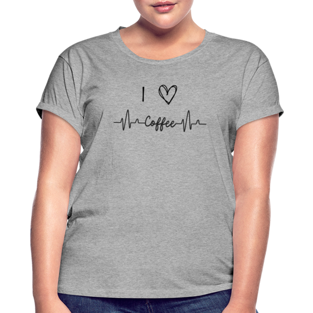 Frauen Oversize T-Shirt - I love Coffee - Grau meliert