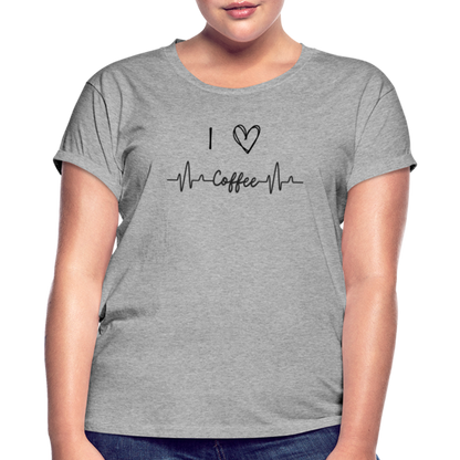 Frauen Oversize T-Shirt - I love Coffee - Grau meliert