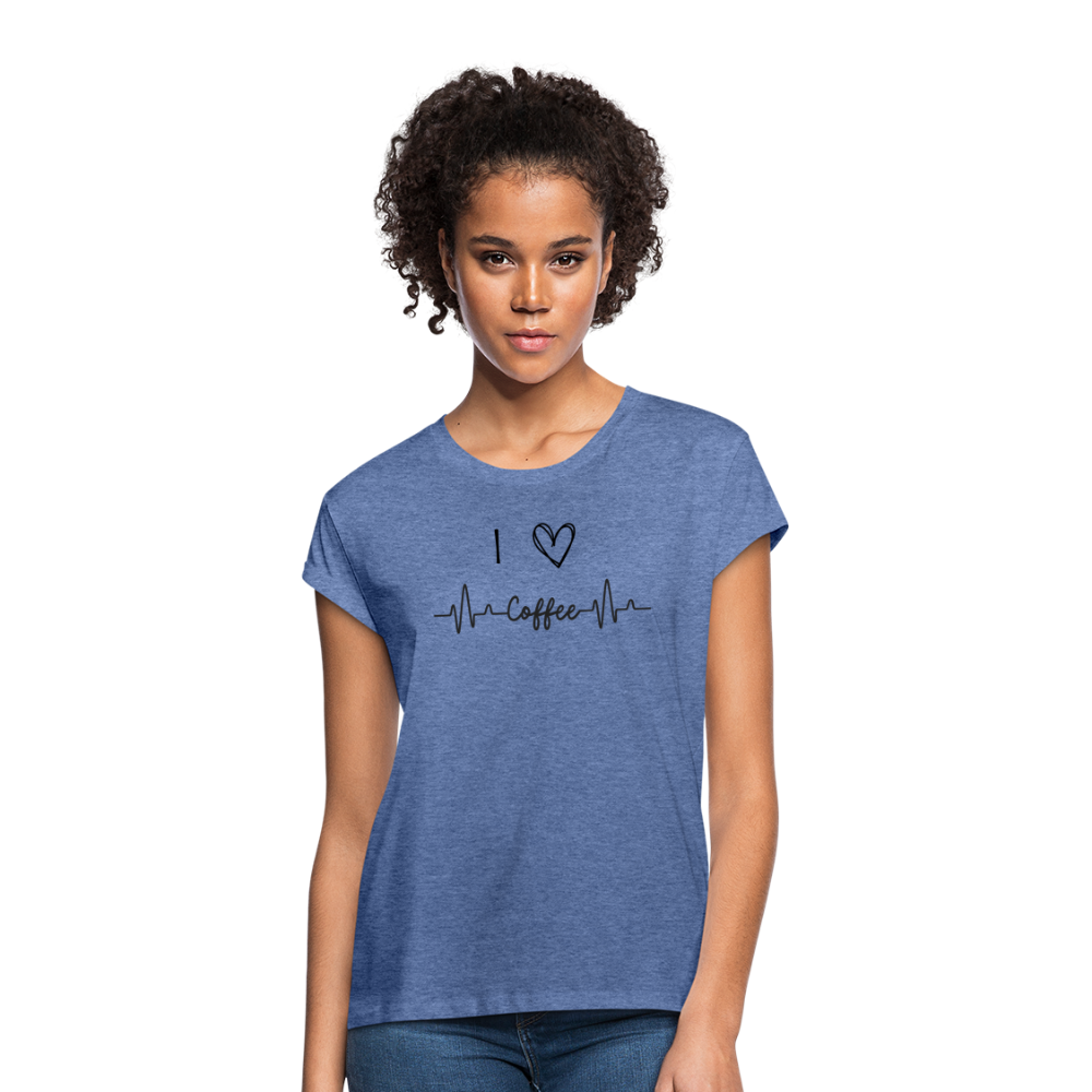 Frauen Oversize T-Shirt - I love Coffee - Denim meliert