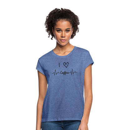 Frauen Oversize T-Shirt - I love Coffee - Denim meliert