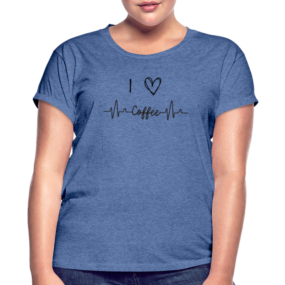 Frauen Oversize T-Shirt - I love Coffee - Denim meliert