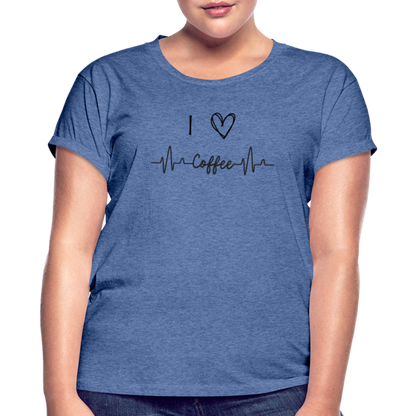 Frauen Oversize T-Shirt - I love Coffee - Denim meliert