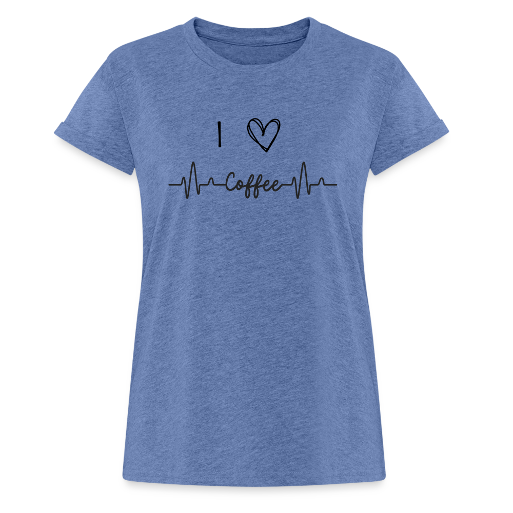 Frauen Oversize T-Shirt - I love Coffee - Denim meliert