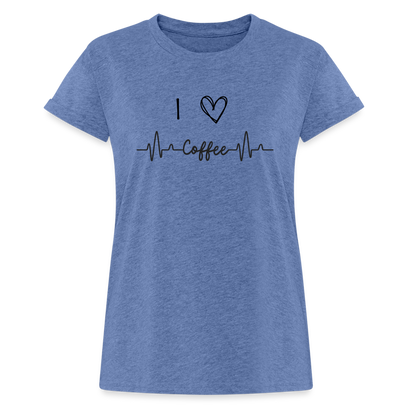 Frauen Oversize T-Shirt - I love Coffee - Denim meliert