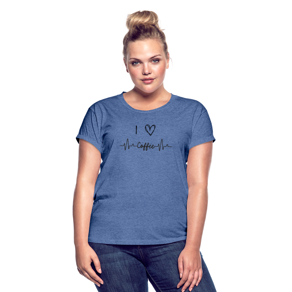 Frauen Oversize T-Shirt - I love Coffee - Denim meliert