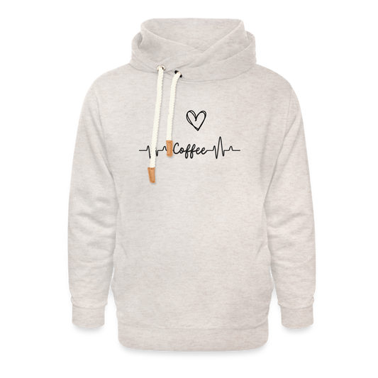 Unisex Schalkragen Hoodie - I Love Coffee - Beige meliert