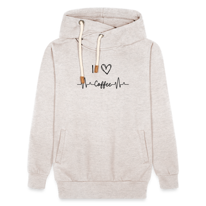 Unisex Schalkragen Hoodie - I Love Coffee - Beige meliert