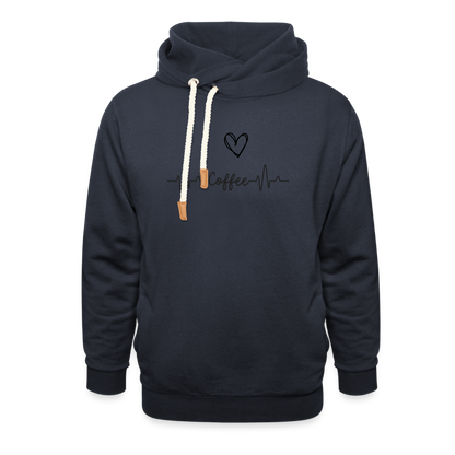 Unisex Schalkragen Hoodie - I Love Coffee - Navy