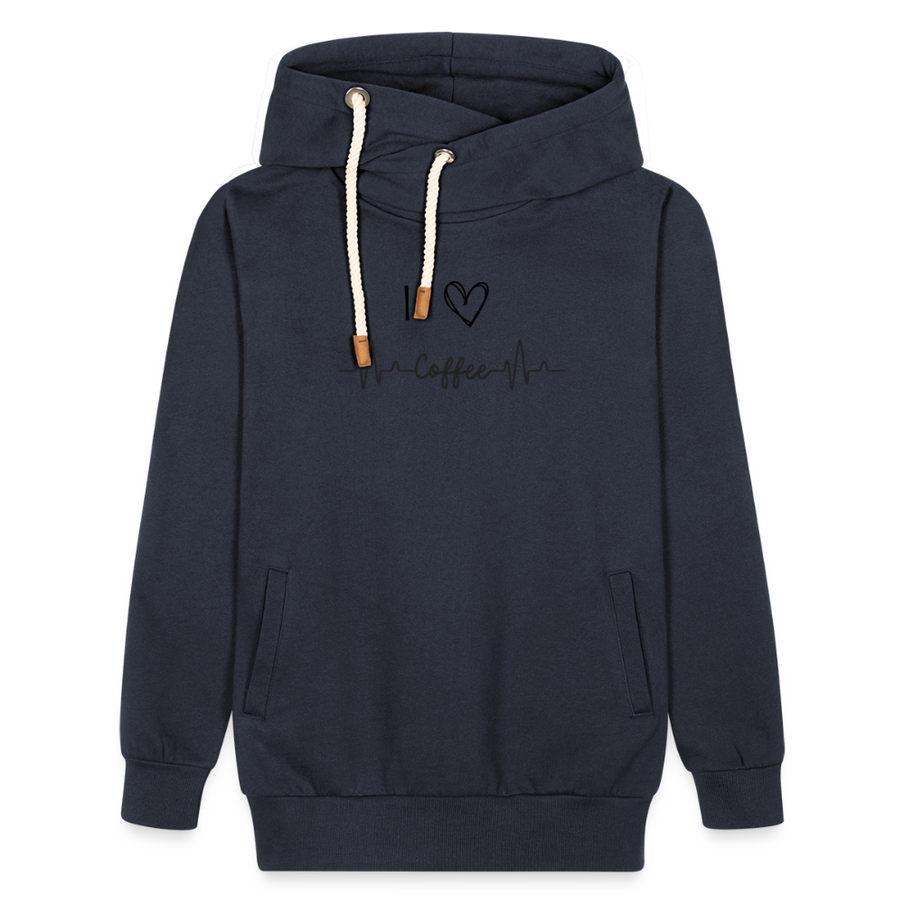 Unisex Schalkragen Hoodie - I Love Coffee - Navy