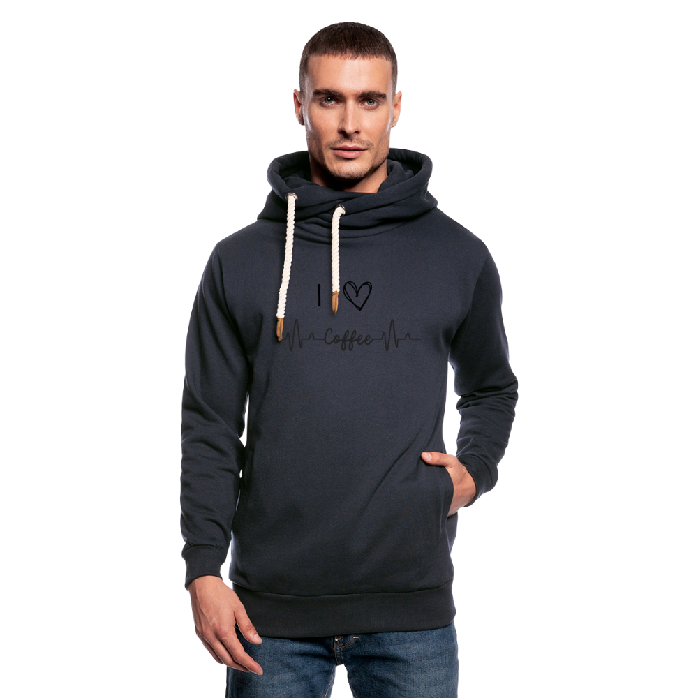 Unisex Schalkragen Hoodie - I Love Coffee - Navy