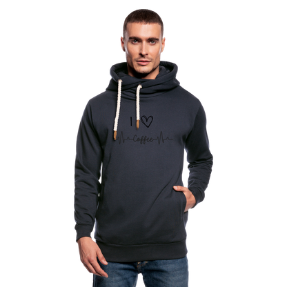 Unisex Schalkragen Hoodie - I Love Coffee - Navy