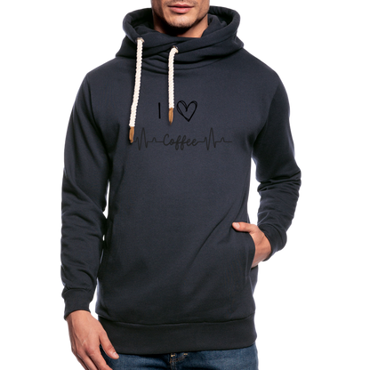 Unisex Schalkragen Hoodie - I Love Coffee - Navy