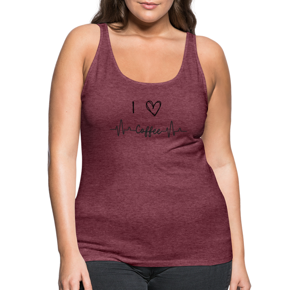 Frauen Premium Tank Top - I love Coffee - Bordeauxrot meliert