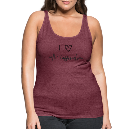 Frauen Premium Tank Top - I love Coffee - Bordeauxrot meliert