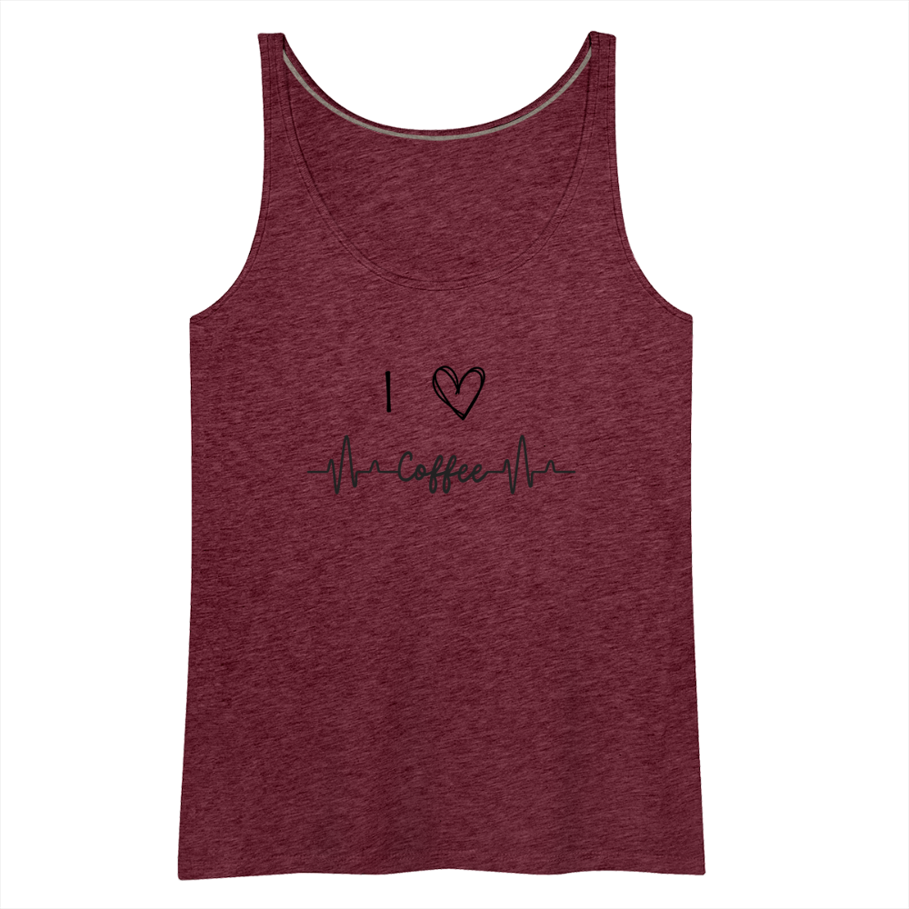 Frauen Premium Tank Top - I love Coffee - Bordeauxrot meliert