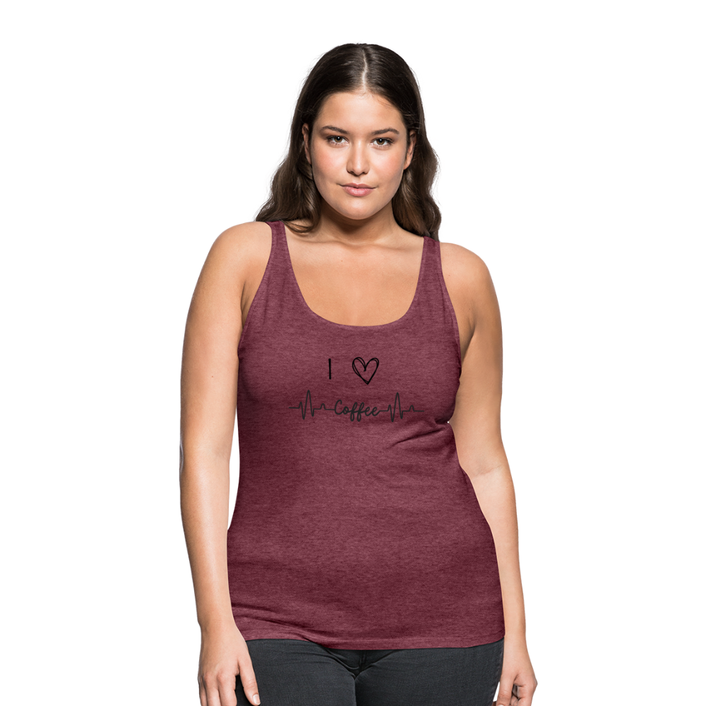 Frauen Premium Tank Top - I love Coffee - Bordeauxrot meliert