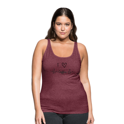 Frauen Premium Tank Top - I love Coffee - Bordeauxrot meliert