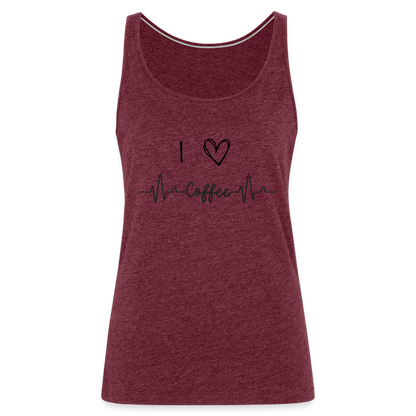 Frauen Premium Tank Top - I love Coffee - Bordeauxrot meliert