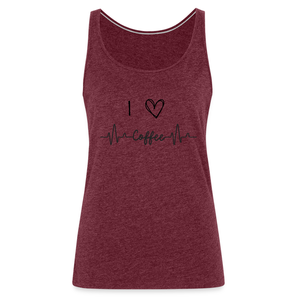 Frauen Premium Tank Top - I love Coffee - Bordeauxrot meliert