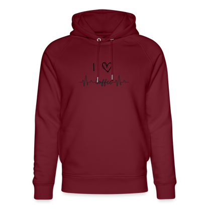 Unisex Bio-Hoodie von Stanley & Stella - I Love Coffee - Burgunderrot