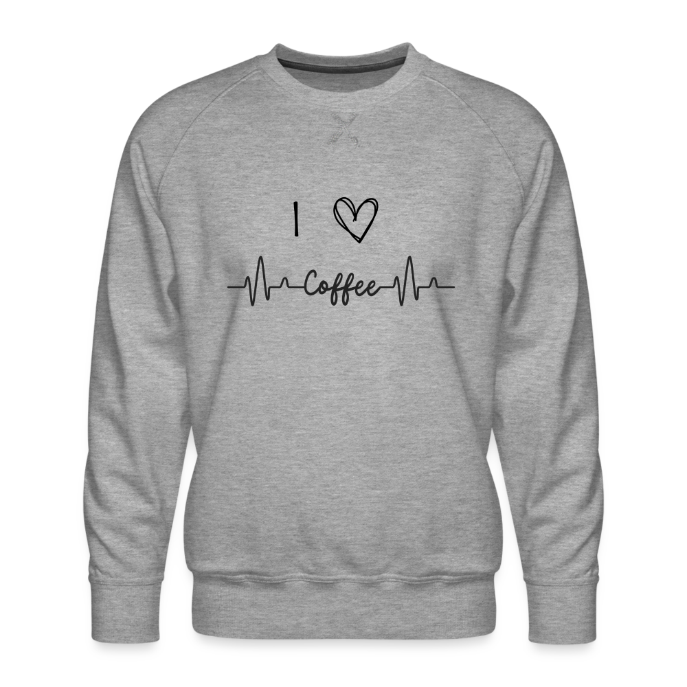 Männer Premium Pullover - I Love Coffee - Grau meliert