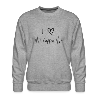 Männer Premium Pullover - I Love Coffee - Grau meliert