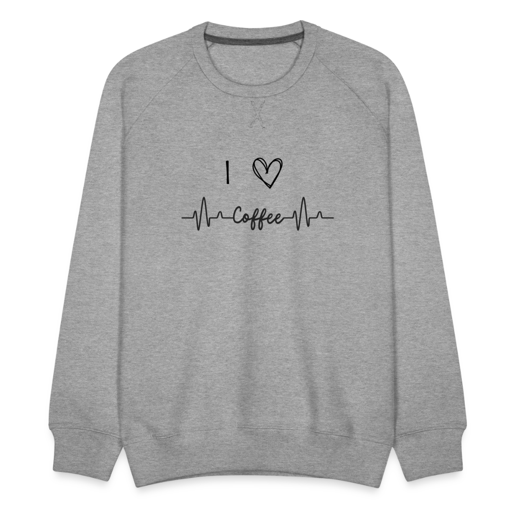 Männer Premium Pullover - I Love Coffee - Grau meliert