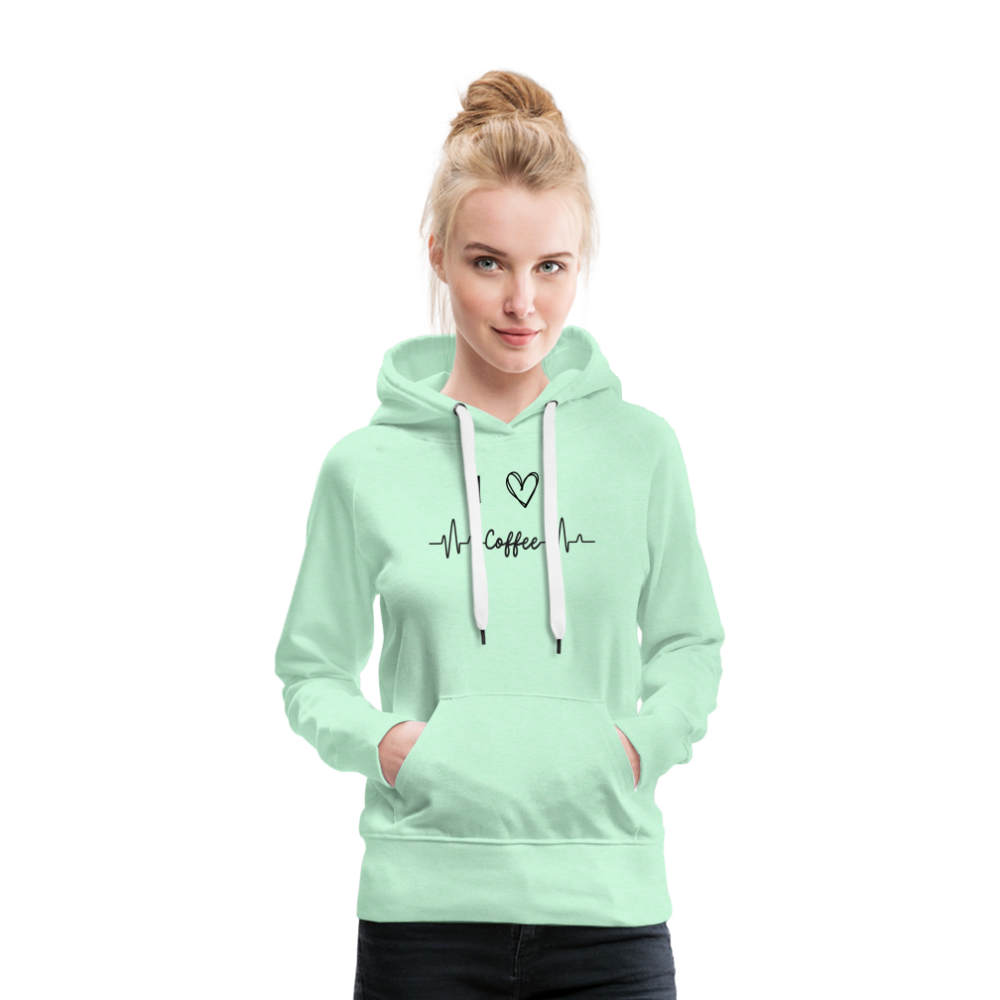 Frauen Premium Hoodie - I love Coffee - helles Mintgrün