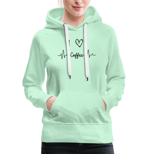 Frauen Premium Hoodie - I love Coffee - helles Mintgrün