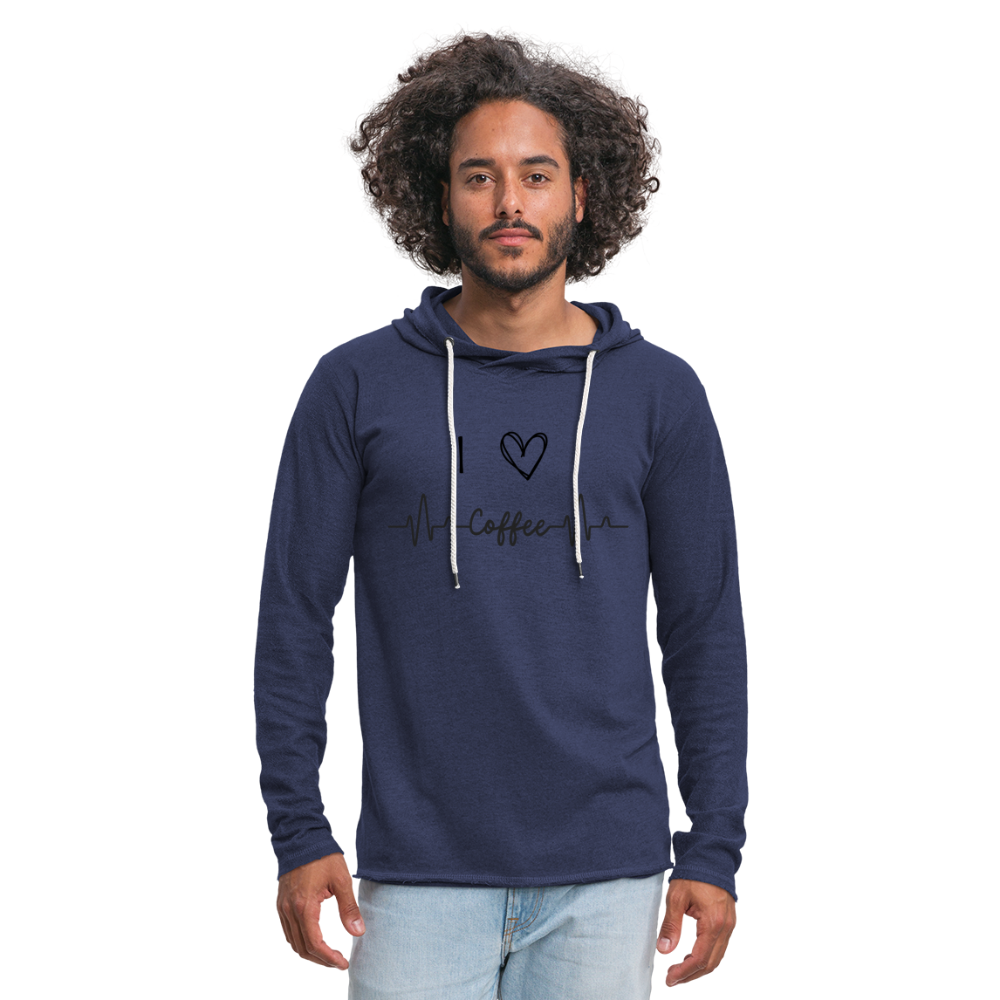 Leichtes Kapuzensweatshirt Unisex - I Love Coffee - Navy meliert