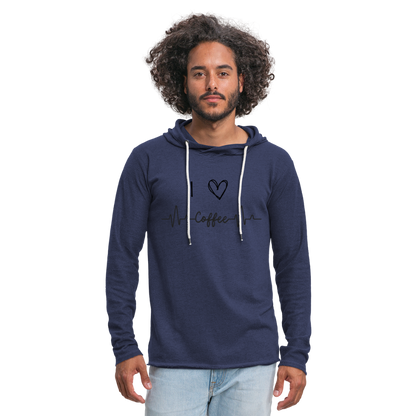 Leichtes Kapuzensweatshirt Unisex - I Love Coffee - Navy meliert