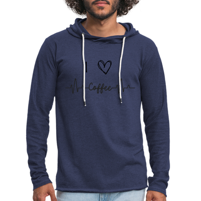 Leichtes Kapuzensweatshirt Unisex - I Love Coffee - Navy meliert