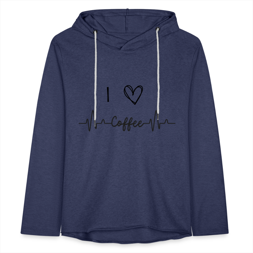 Leichtes Kapuzensweatshirt Unisex - I Love Coffee - Navy meliert