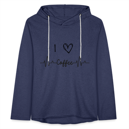 Leichtes Kapuzensweatshirt Unisex - I Love Coffee - Navy meliert