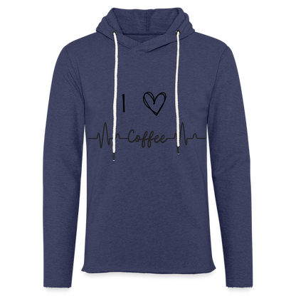 Leichtes Kapuzensweatshirt Unisex - I Love Coffee - Navy meliert