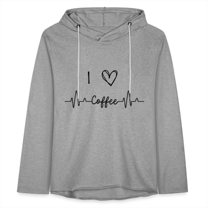 Leichtes Kapuzensweatshirt Unisex - I Love Coffee - Grau meliert