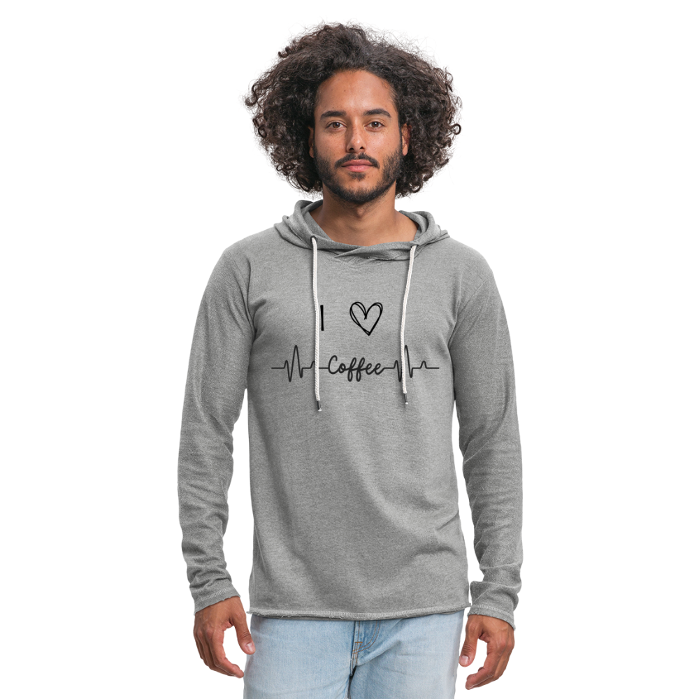 Leichtes Kapuzensweatshirt Unisex - I Love Coffee - Grau meliert