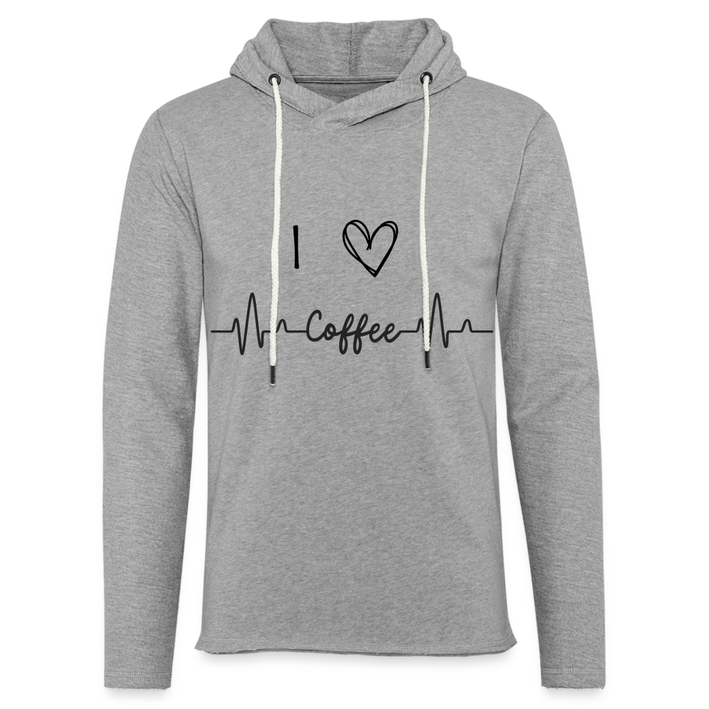 Leichtes Kapuzensweatshirt Unisex - I Love Coffee - Grau meliert