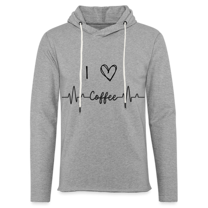 Leichtes Kapuzensweatshirt Unisex - I Love Coffee - Grau meliert