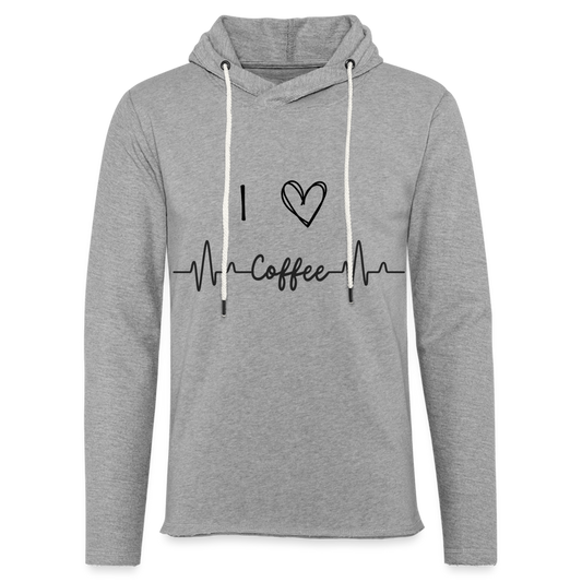 Leichtes Kapuzensweatshirt Unisex - I Love Coffee - Grau meliert