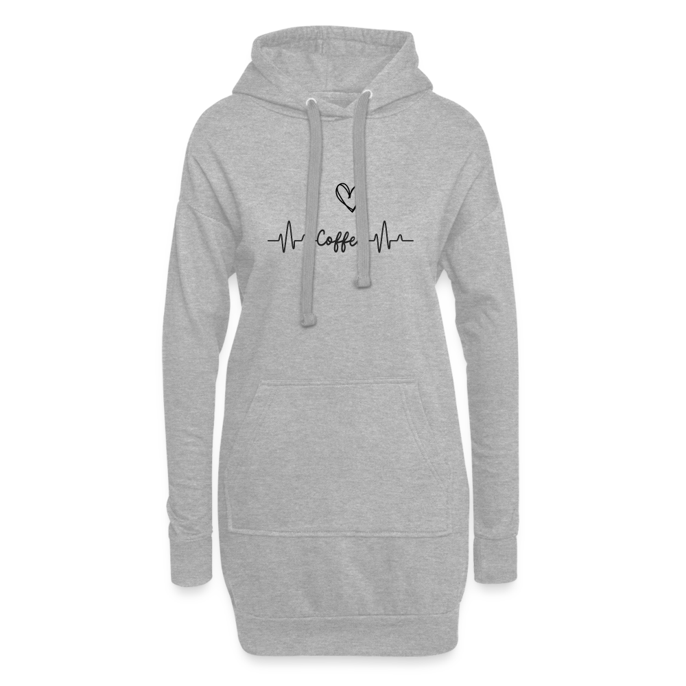 Hoodie-Kleid - I love Coffee - Grau meliert