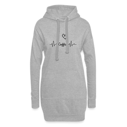 Hoodie-Kleid - I love Coffee - Grau meliert