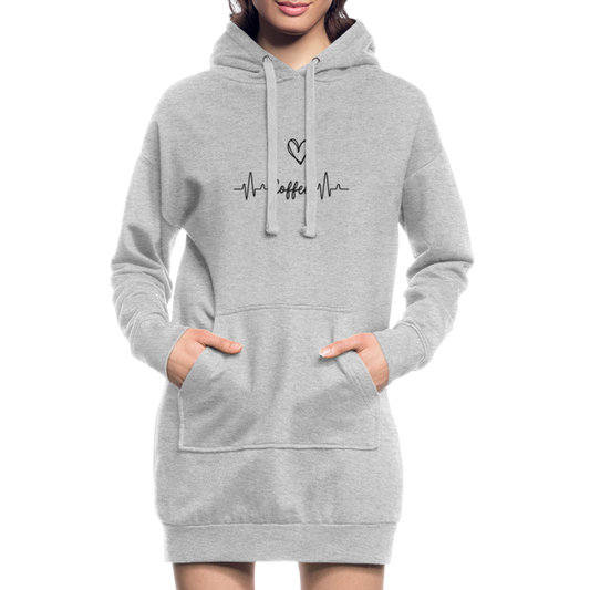 Hoodie-Kleid - I love Coffee - Grau meliert