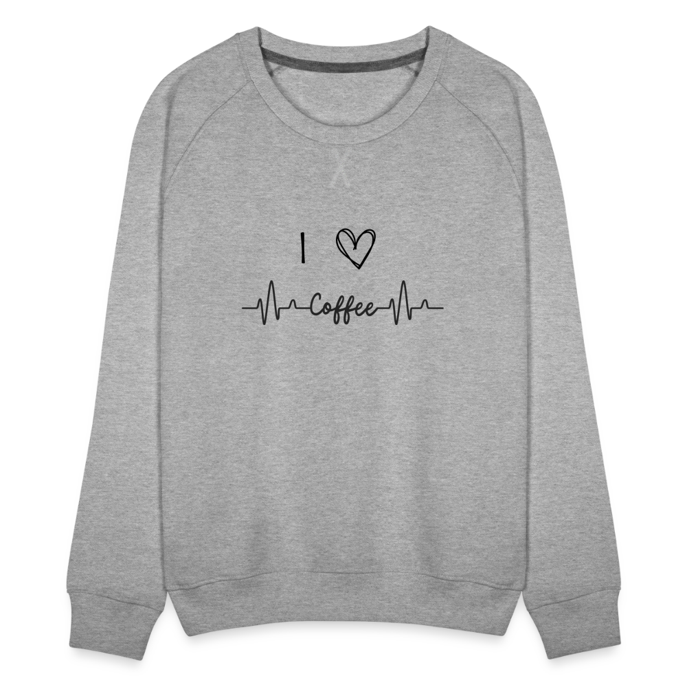 Frauen Premium Pullover - I love Coffee - Grau meliert