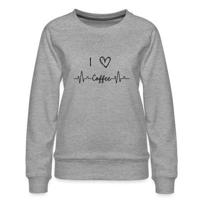 Frauen Premium Pullover - I love Coffee - Grau meliert