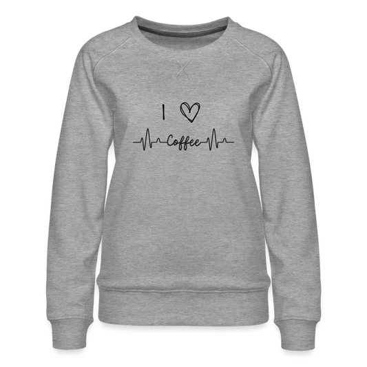 Frauen Premium Pullover - I love Coffee - Grau meliert