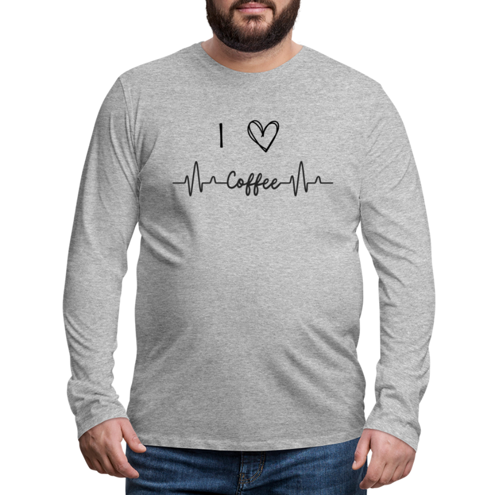 Männer Premium Langarmshirt - I Love Coffee - Grau meliert