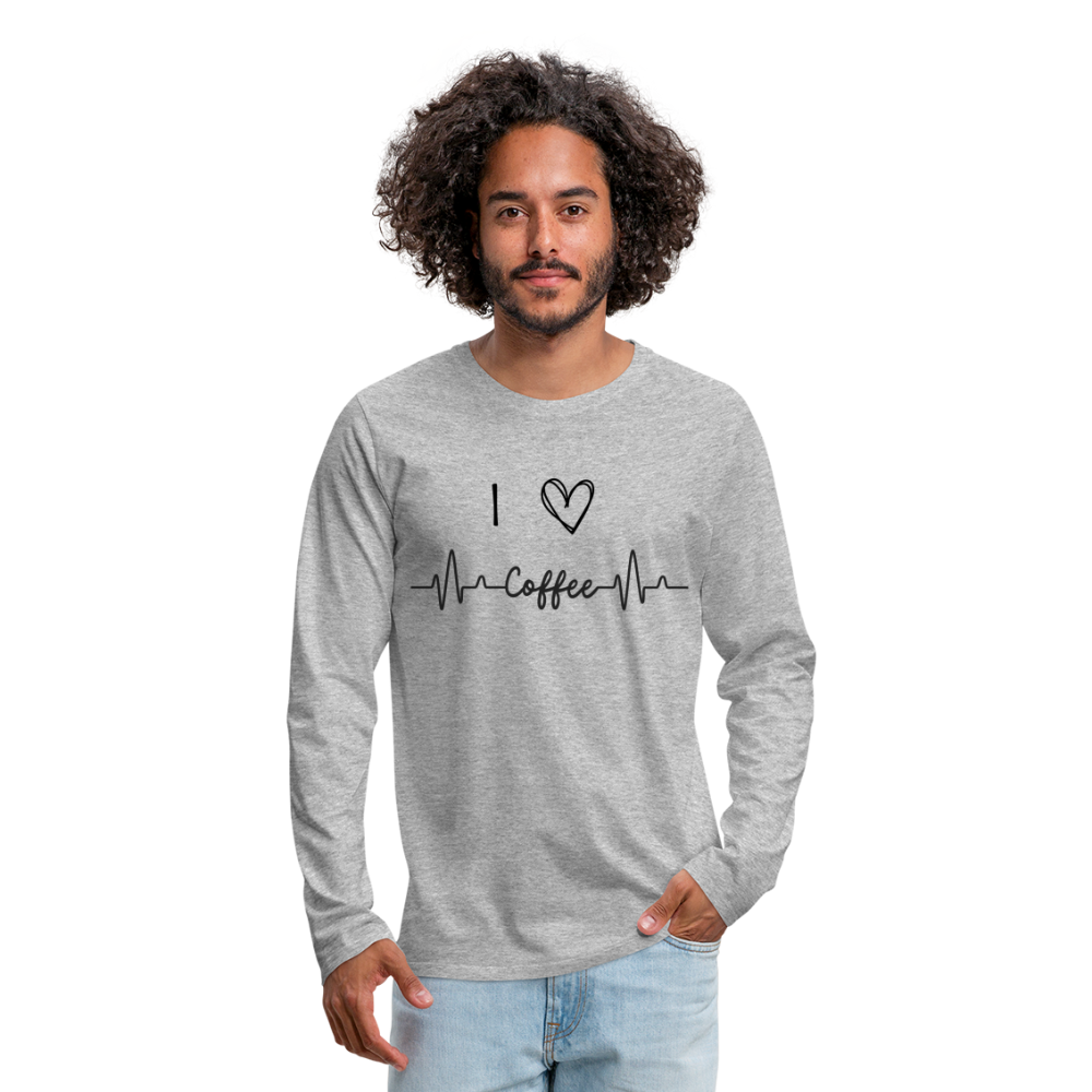 Männer Premium Langarmshirt - I Love Coffee - Grau meliert